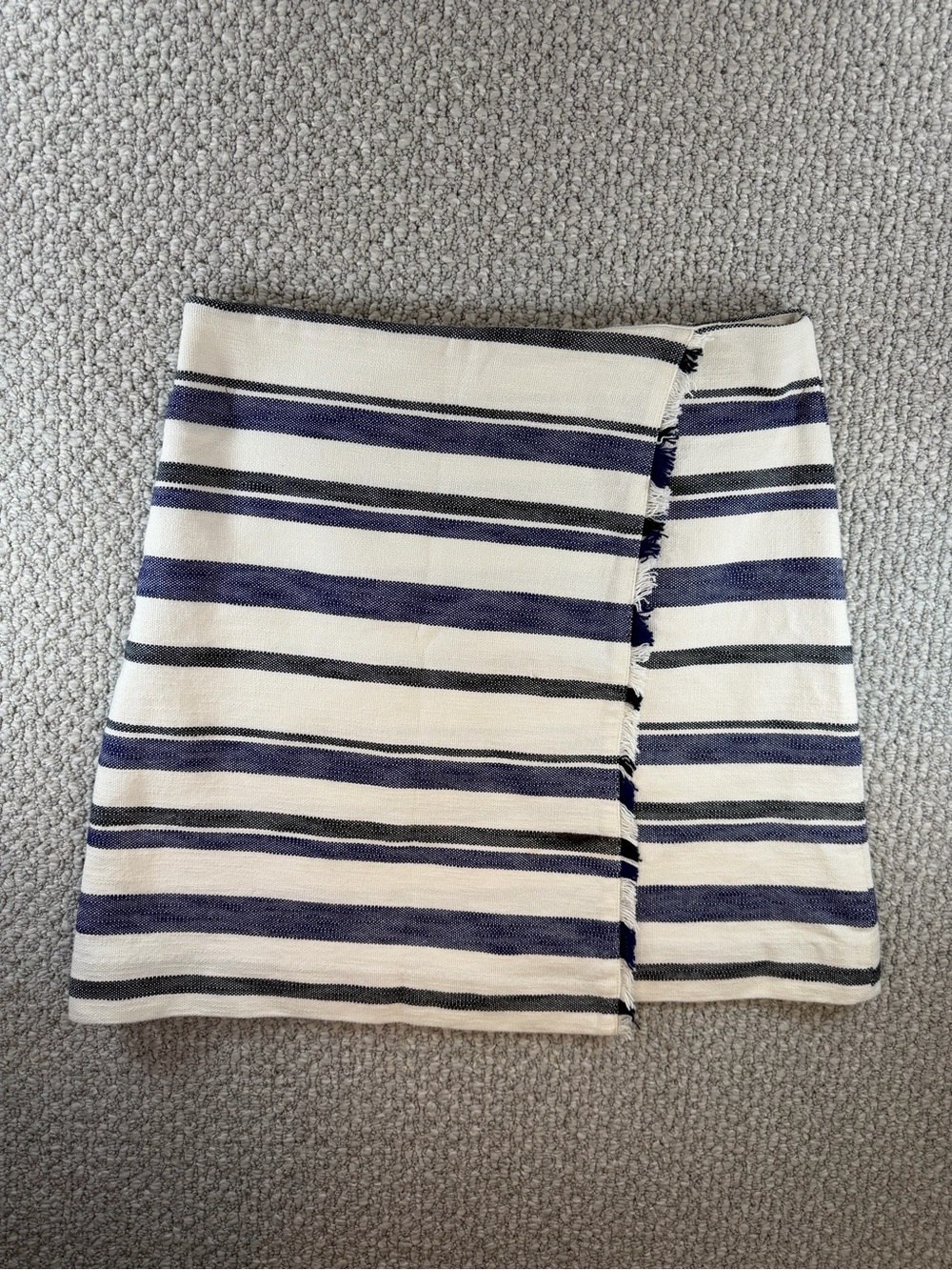 AnnTaylor LOFT Fringe, Stripe, Wrap Skirt. Blue/White, women size 10